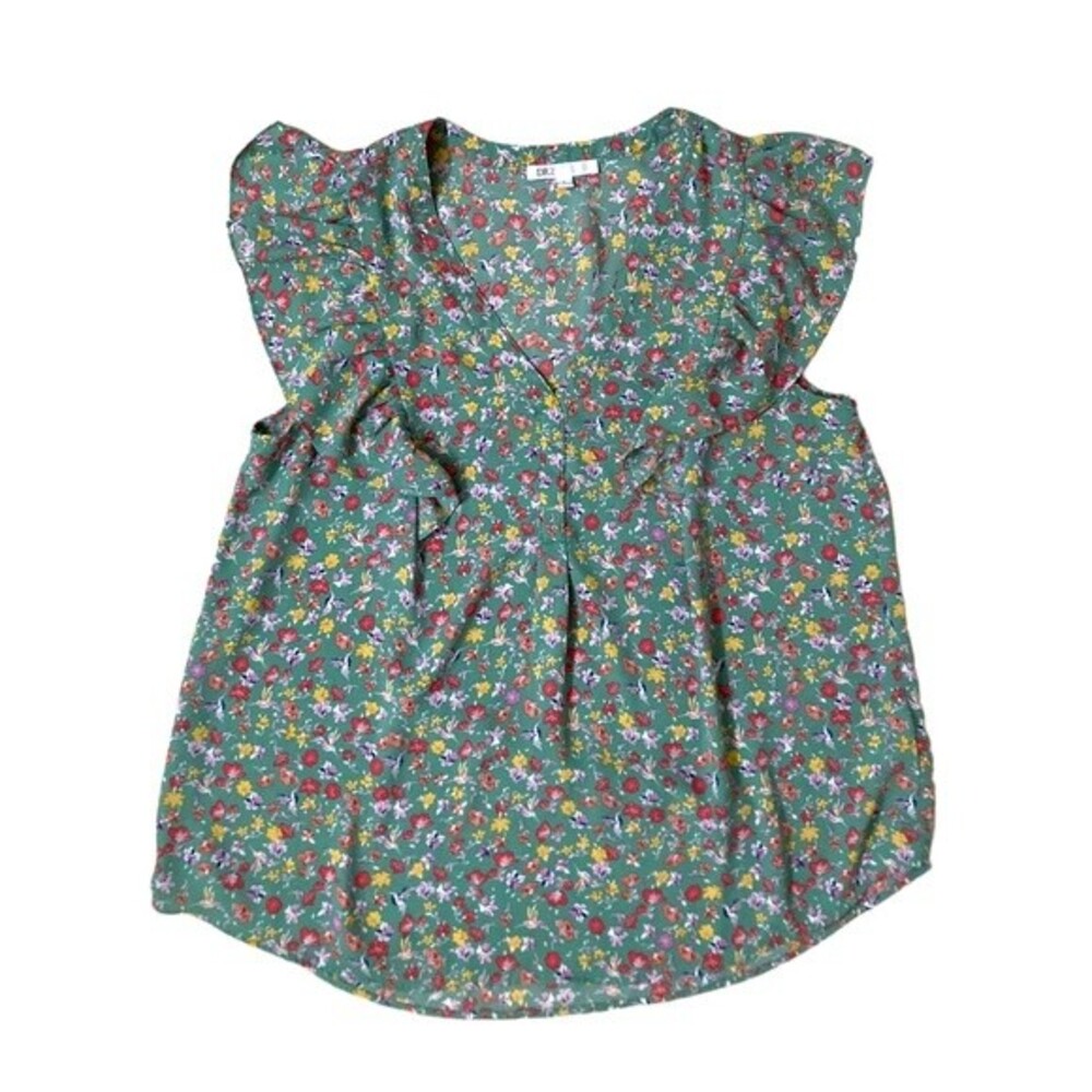DR2 blouse floral ruffle lightweight flowy size Large